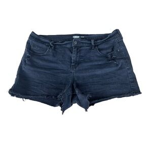 Old Navy Distressed Boyfriend Shorts Plus Size 14 Washed Black Stretch Raw Hem